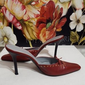 [Worn Once] BCBG Red Leather Backless Pumps